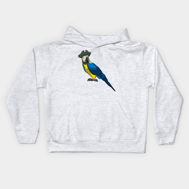 Parrot as Pirate with Hat Kids Hoodie by Markus Schnabel